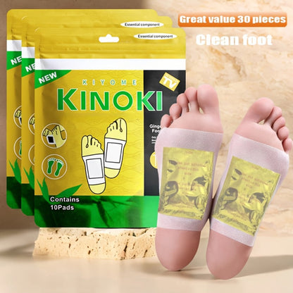 Foot Detox Pads 30 Pack Bamboo Vinegar Ginger Powder Natural Plant Ingredient Deep Cleansing Moisturizing Patches – Overnight Foot Massage Relaxation for Home Office Travel, Self-Care Wellness Gift