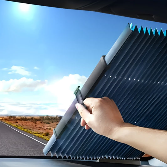 Front Window Sunshade Auto Retractable 46cm | Thermal Insulation Sun Blocking, Easy Fold & Store, Summer Essential Car Accessory for Sedan SUV Truck Windshield