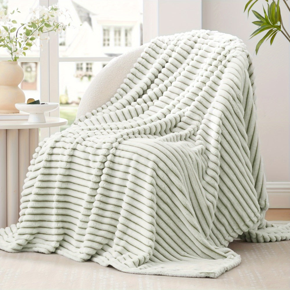 Jacquard Knit Checkered Blanket – Soft Cozy Fluffy Plaid Throw for Couch, Bed & Sofa, All Seasons, 4 Colors, Throw to King Size