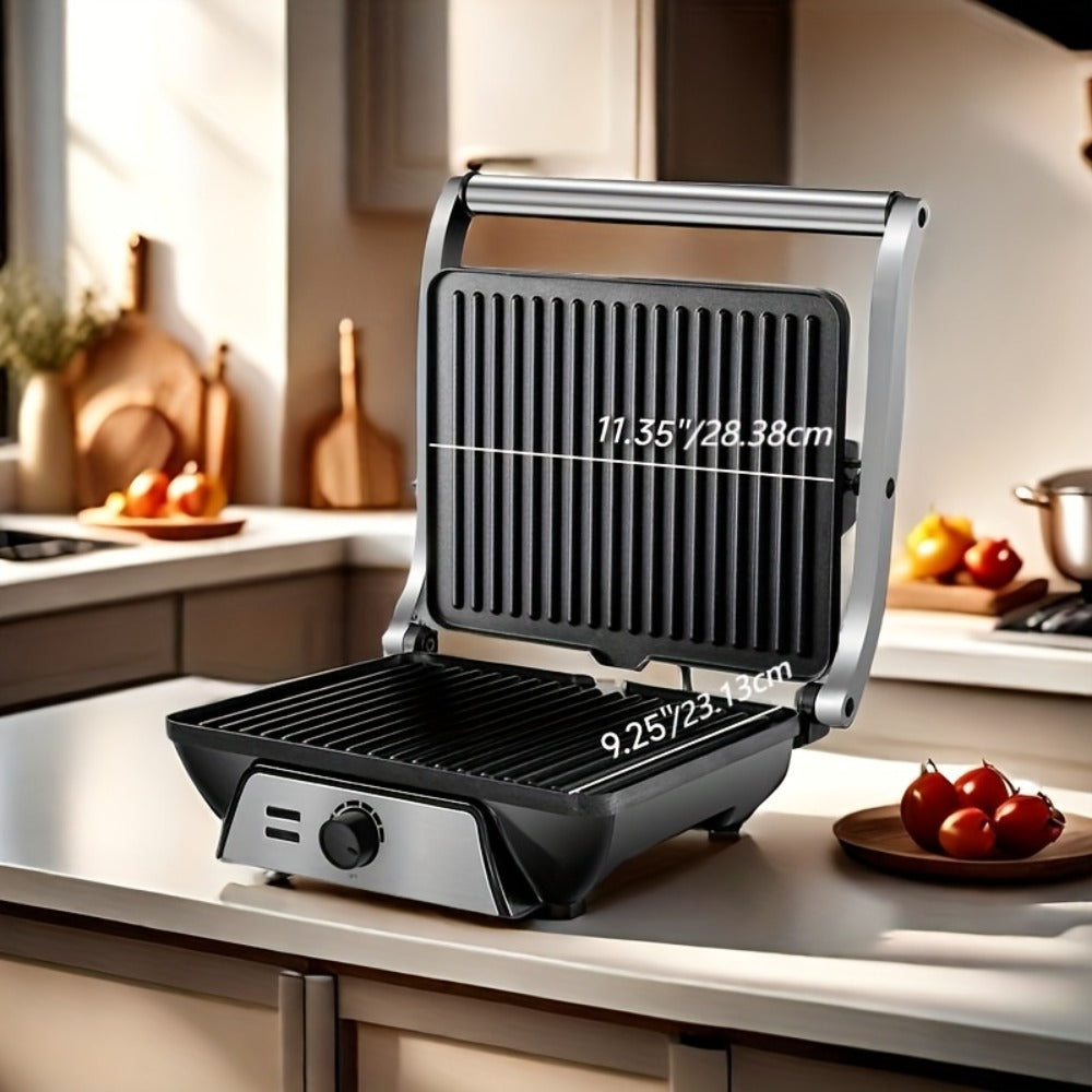 Panini Press Grill 3-in-1 Electric Indoor Grill with Non-Stick Plates - 180° Flat Grill Sandwich Maker with Floating Hinge Grease Tray Temperature Control, Compact Countertop Grill for Home Dorm Office