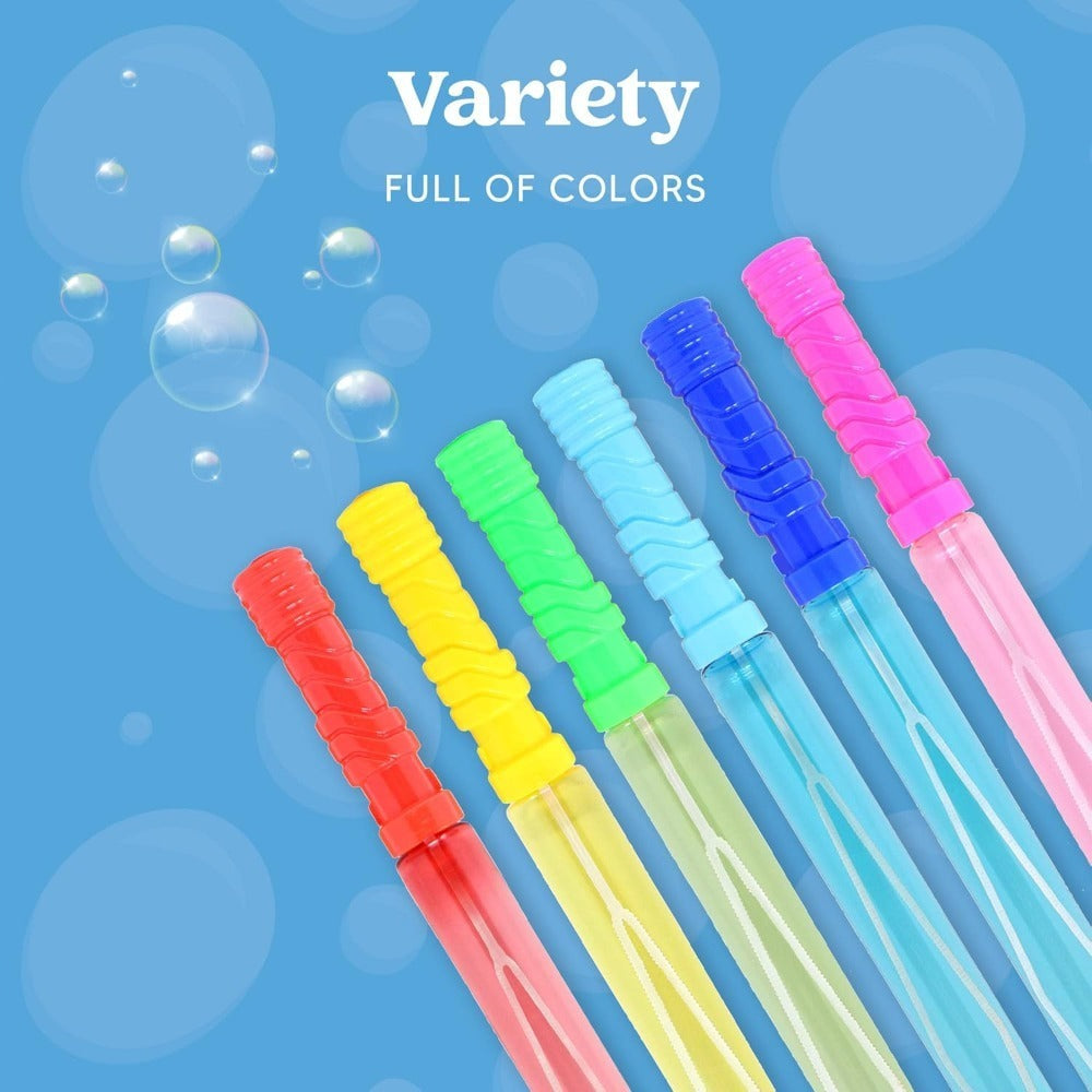 24-Pack Giant Bubble Wand Set with 14.6 Inch Wands in Six Colors for Outdoor Party Activities