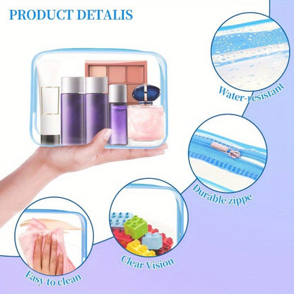 Twenty-Four Clear Zipper Toiletry Pouches, 7 by 4.7 by 2 Inches, in White or Rose Red Options