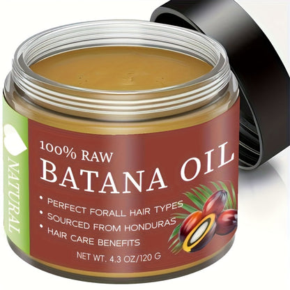 Hair Oil Batana 120g Amber Balm Jar with Black Screw Lid and External-Use Label Instructions