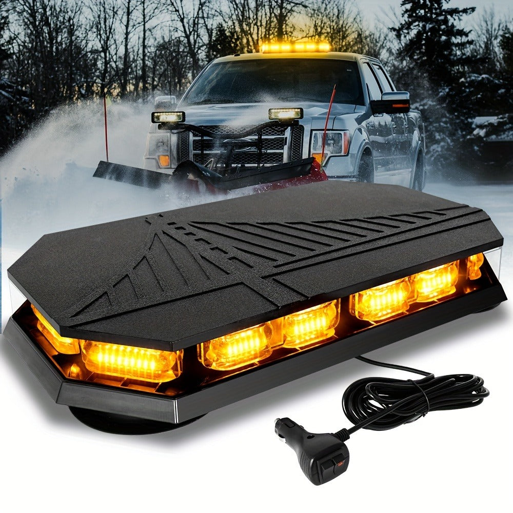 126 LED Roof Strobe Beacon Light Bar IP67 Waterproof Emergency Hazard Flashing Warning Light 12-24V for Construction Vehicles Tow Trucks Snowplow Postal Cars, Amber & Amber/White
