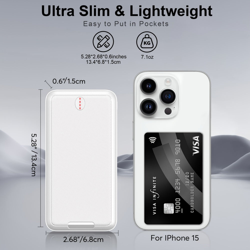 10000mAh Slim Power Bank with 5V/2A Marking, Dual USB-A Outputs and Black or White Color Options