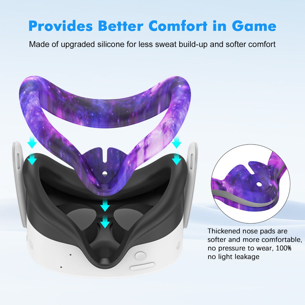 Meta Quest 3S Silicone Cover Set - VR Face Cover Shell Controller Grip Case Camera Lens Protector for an Everyday Personal Care Routine