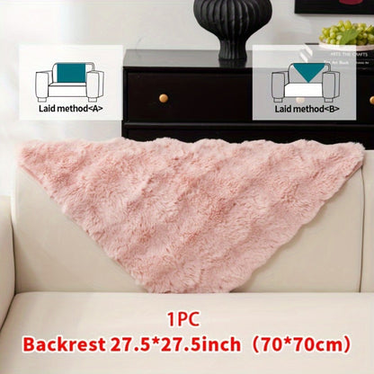 Sofa Cover Thick Faux Rabbit Plush Panels with Anti-Slip Feature for Seat, Armrest, Backrest or Pillowcase
