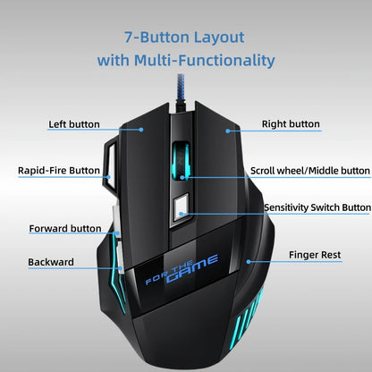 Programmable RGB Gaming Mouse Wired Pro-Grade with Turbo Click Multi-Mode DPI Sensitivity Dynamic for an Everyday Personal Care Routine
