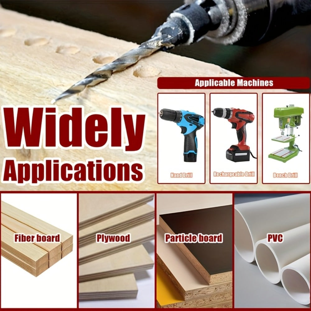 5pcs Countersink Drill Bit Set #4 #6 #8 #10 #12 Tapered with 1/4" Hex Shank Quick-Change – Adjustable Wood Counter Sinker Bits with Allen Wrench for Woodworking