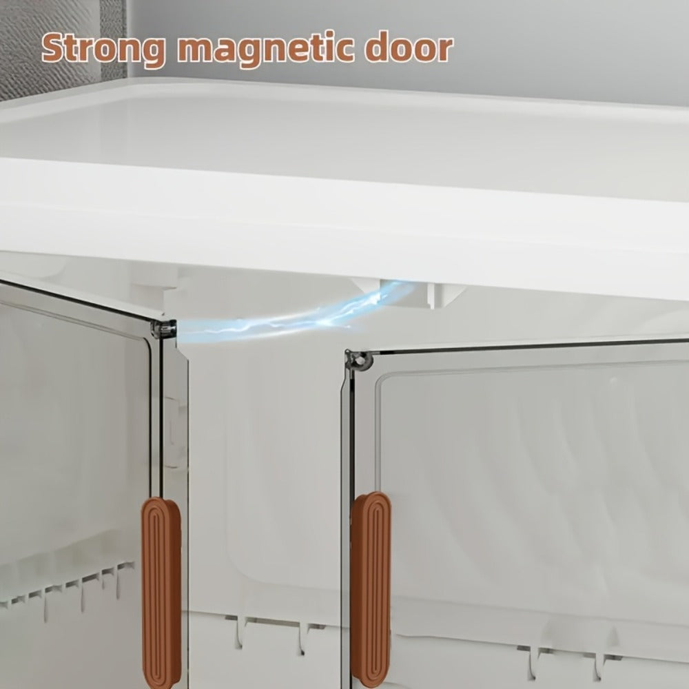 50 cm Wide Folding Storage Cabinet with Wheels and Lids in One to Six-Tier Stackable Options