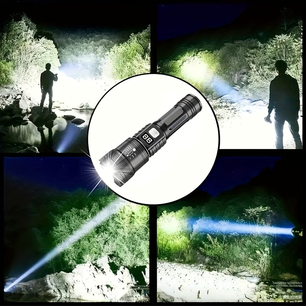 Flashlight 800-Lumen Zoomable Rechargeable Torch with 150m Range in 2, 4 or 8-Piece Packs for Outdoor Use