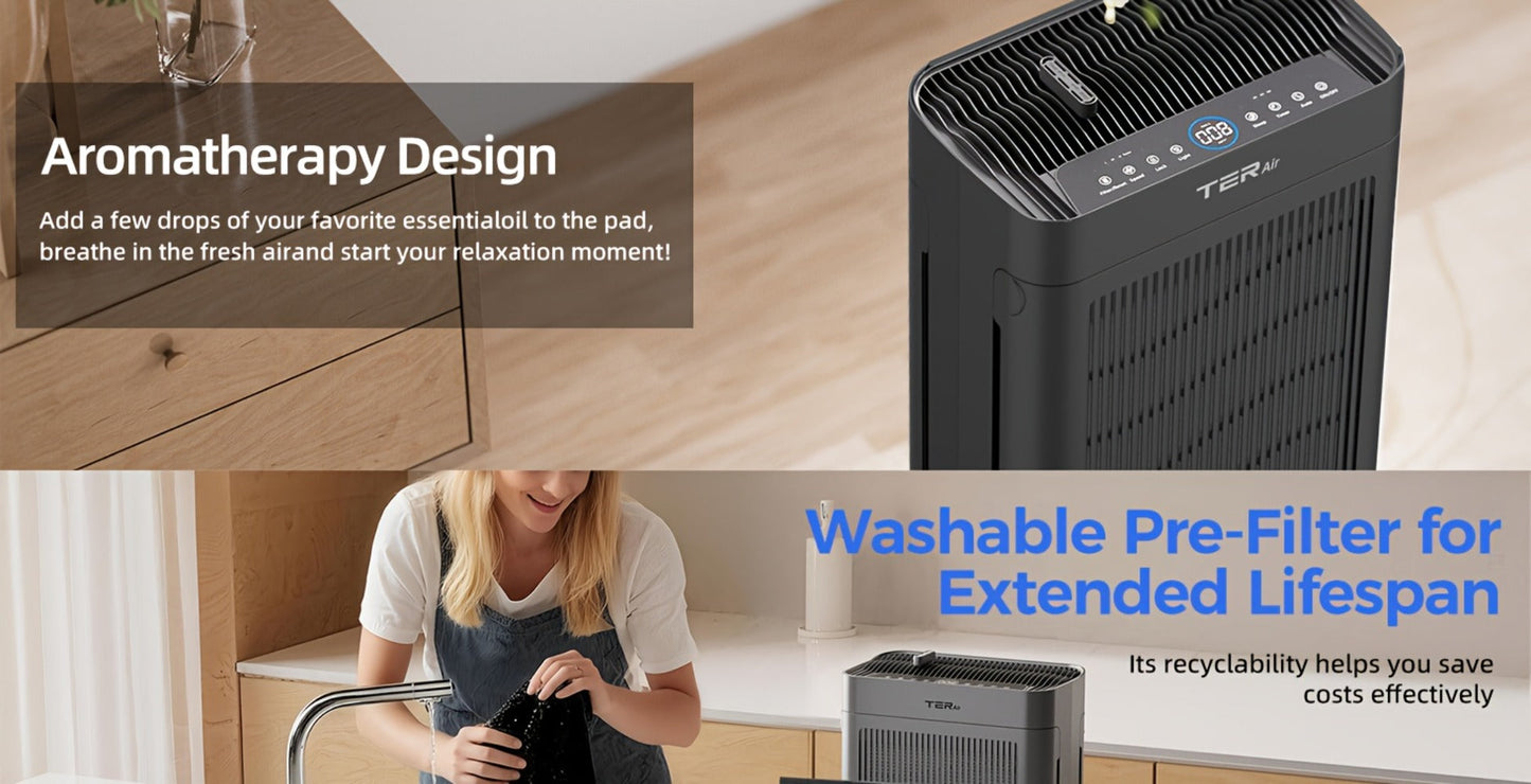 Air Purifier with H13 HEPA Filter, 2500 Sq Ft Coverage, PM2.5 Sensor, 22dB Mode and Two Colors