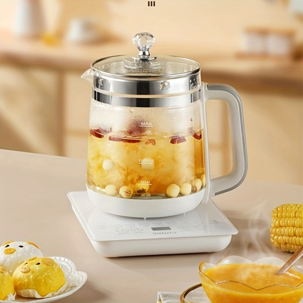Electric Kettle 1.8L Glass Multi-Cooker with 18 Presets, Tea Infuser, Egg Steaming Rack and US Plug