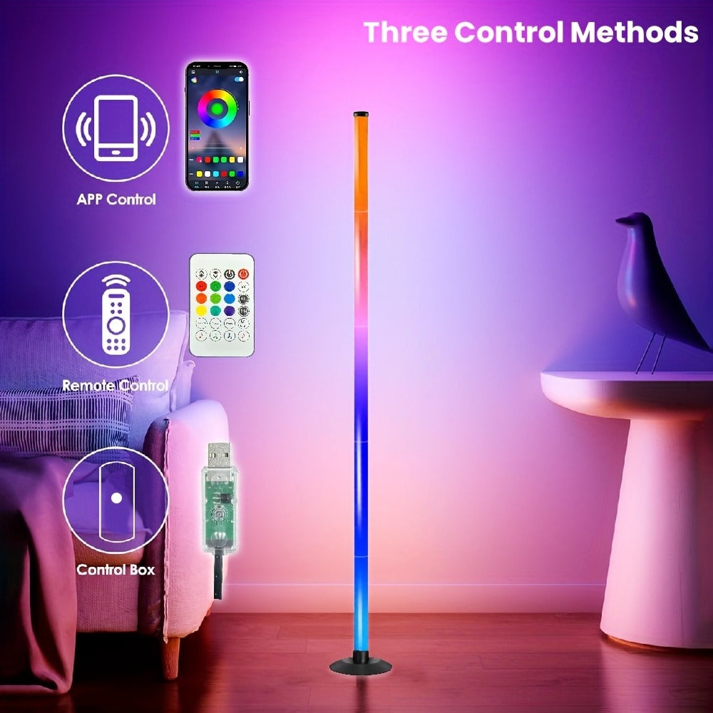 RGB Floor Lamp with Remote Control USB Powered | Color Changing LED Corner Lamp with Adjustable Brightness – Modern Space-Themed Ambient Light for Living Room & Bedroom