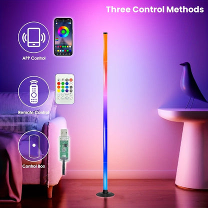 RGB Floor Lamp with Remote Control USB Powered | Color Changing LED Corner Lamp with Adjustable Brightness – Modern Space-Themed Ambient Light for Living Room & Bedroom