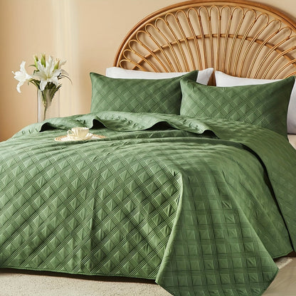 Coin-Pattern Quilt Set in Four Designs, Multiple Colors and Twin, Full-Queen or King-California King Sizes