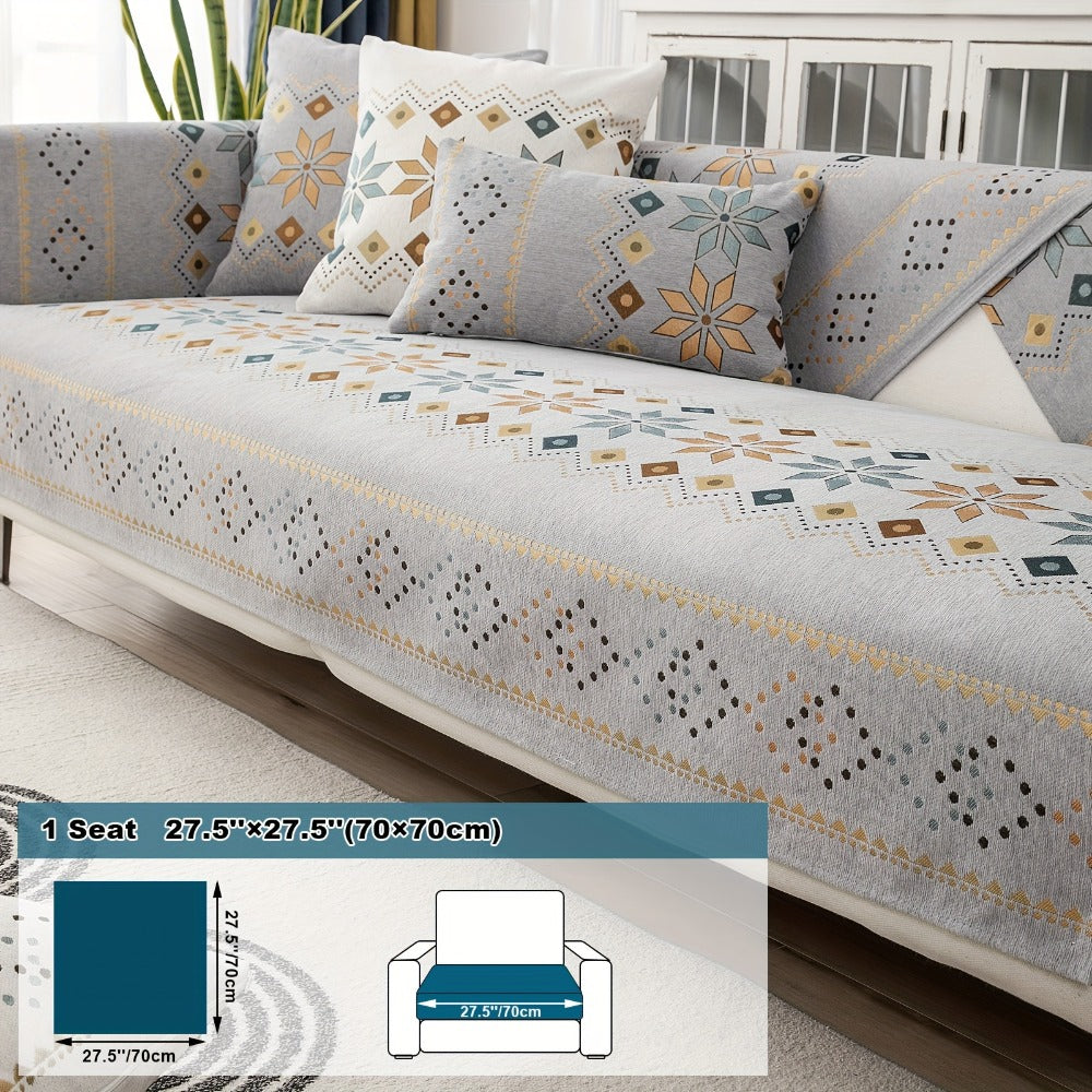 Sofa Cover Bohemian Geometric Panels for 1 to 4 Seats, Armrest or Backrest in Five Color Options