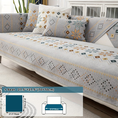 Sofa Cover Bohemian Geometric Panels for 1 to 4 Seats, Armrest or Backrest in Five Color Options