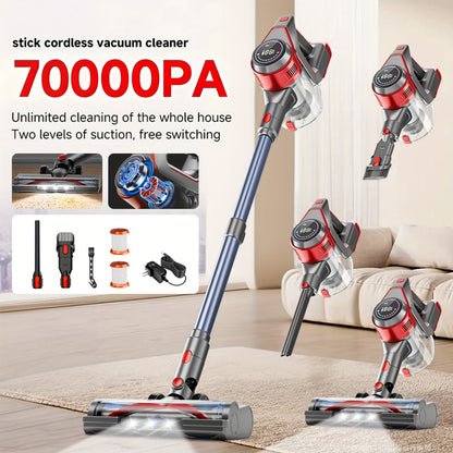 Cordless Stick Vacuum Cleaner 70KPa Brushless Motor 45-Min Runtime Lightweight for Pet Hair Carpet Hard Floor Dust with Cord & Cordless Modes