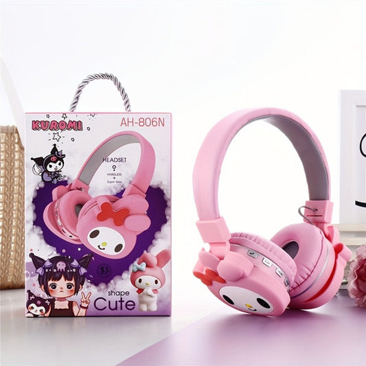 Sanrio Kuromi My Melody Cute Wireless Headset Foldable Portable Smart Call Anime Design for Daily Sports Learning Festival Gift for Girls Teens My Melody Black Kuromi Red