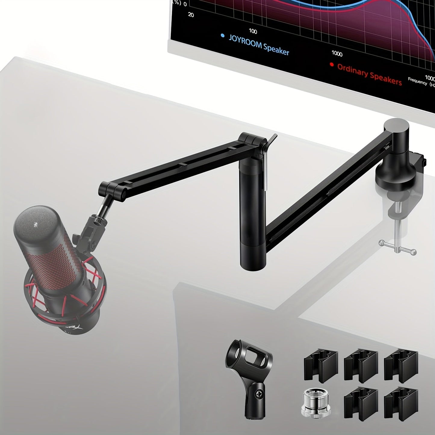 Adjustable Microphone Boom Stand shown in the Black option