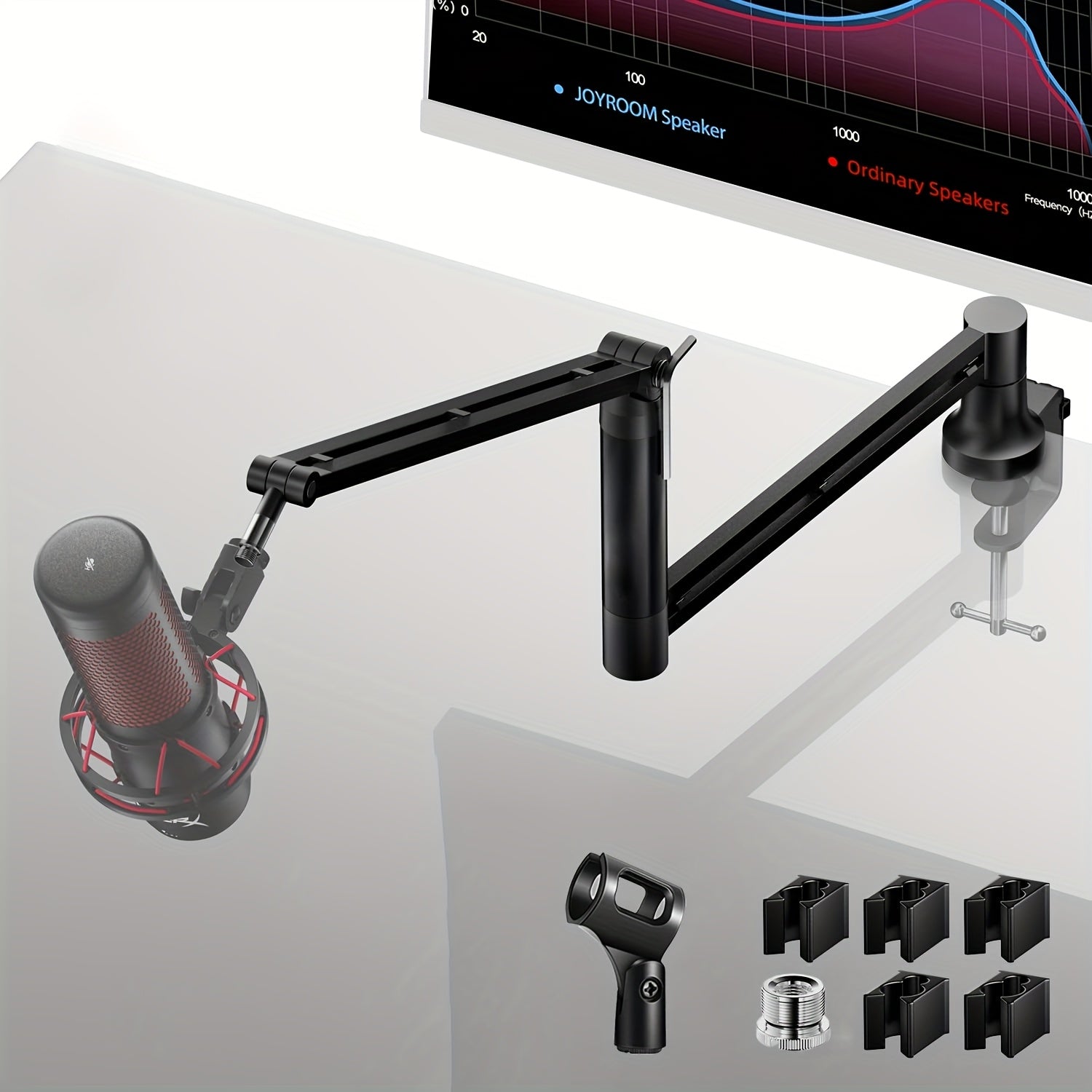 Adjustable Microphone Boom Stand shown in the Black option