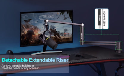 360-Degree Microphone Boom Arm with Foldable Desk Mount and Screw Adapter detail image - detail view 11