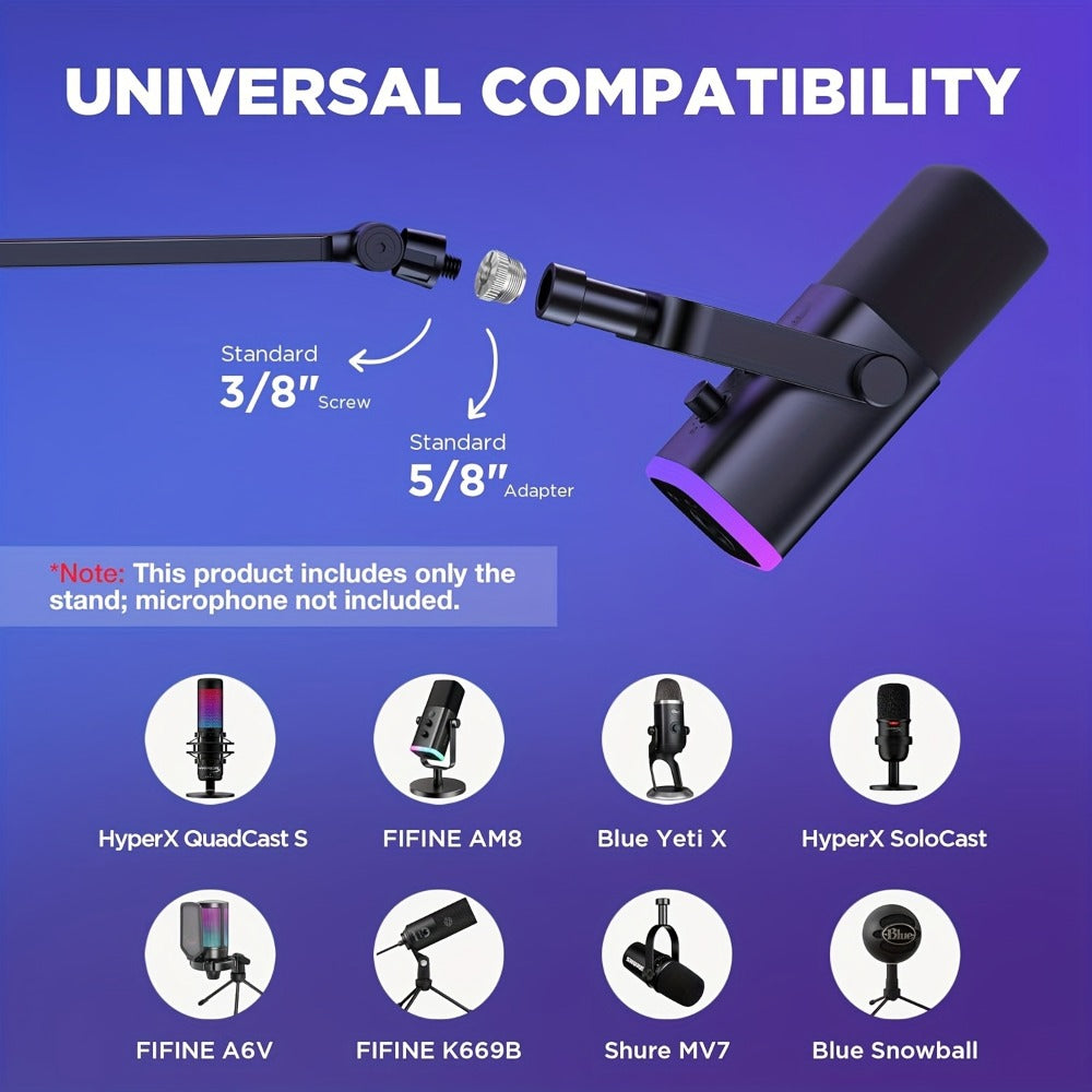 360-Degree Microphone Boom Arm with Foldable Desk Mount and Screw Adapter detail image - detail view 13