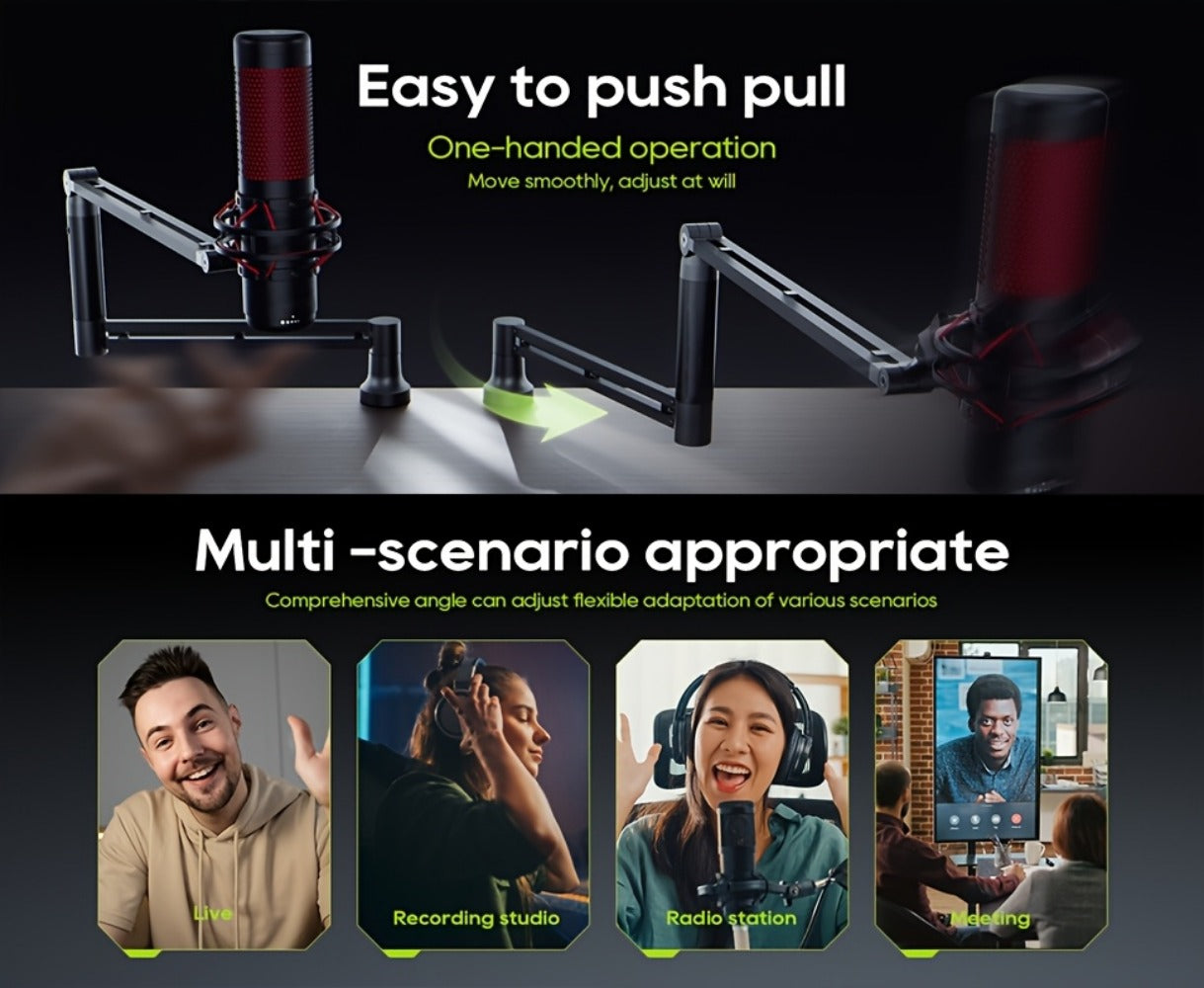 360-Degree Microphone Boom Arm with Foldable Desk Mount and Screw Adapter detail image - detail view 14