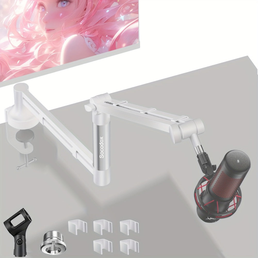 360-Degree Microphone Boom Arm with Foldable Desk Mount and Screw Adapter detail image - detail view 3