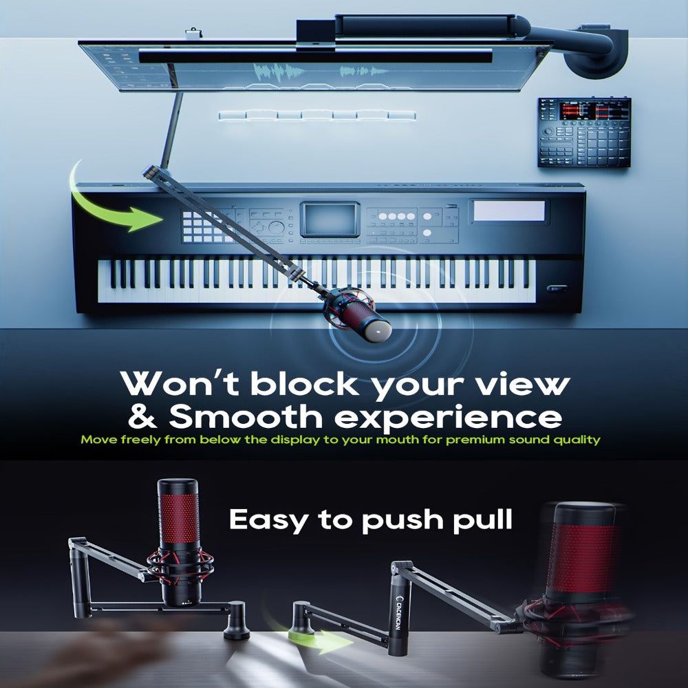 360-Degree Microphone Boom Arm with Foldable Desk Mount and Screw Adapter detail image - detail view 5