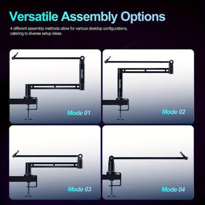 360-Degree Microphone Boom Arm with Foldable Desk Mount and Screw Adapter detail image - detail view 8