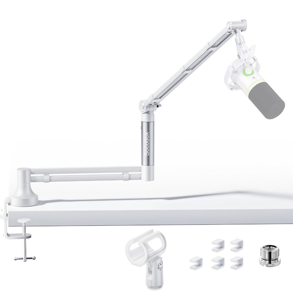 360-Degree Microphone Boom Arm with Foldable Desk Mount and Screw Adapter detail image - detail view 9