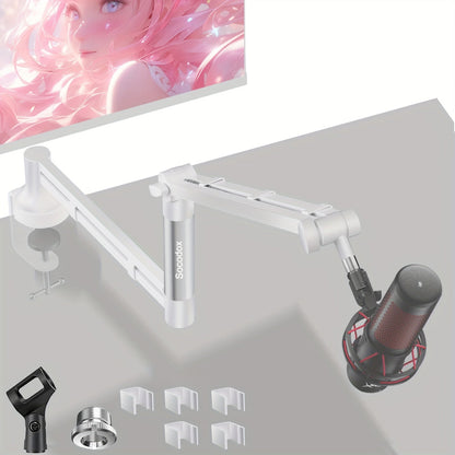 Adjustable Microphone Boom Stand shown in the White option