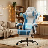5-wheel gaming chair (1-pack) in white and blue