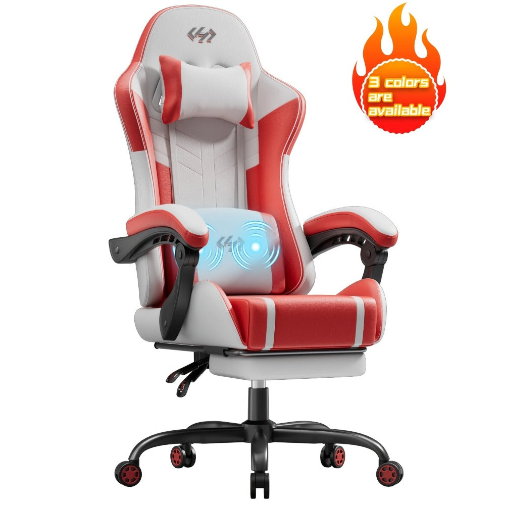 360° Rotating Faux Leather Gaming Chair with Footrest and Lumbar Support detail image - detail view 12