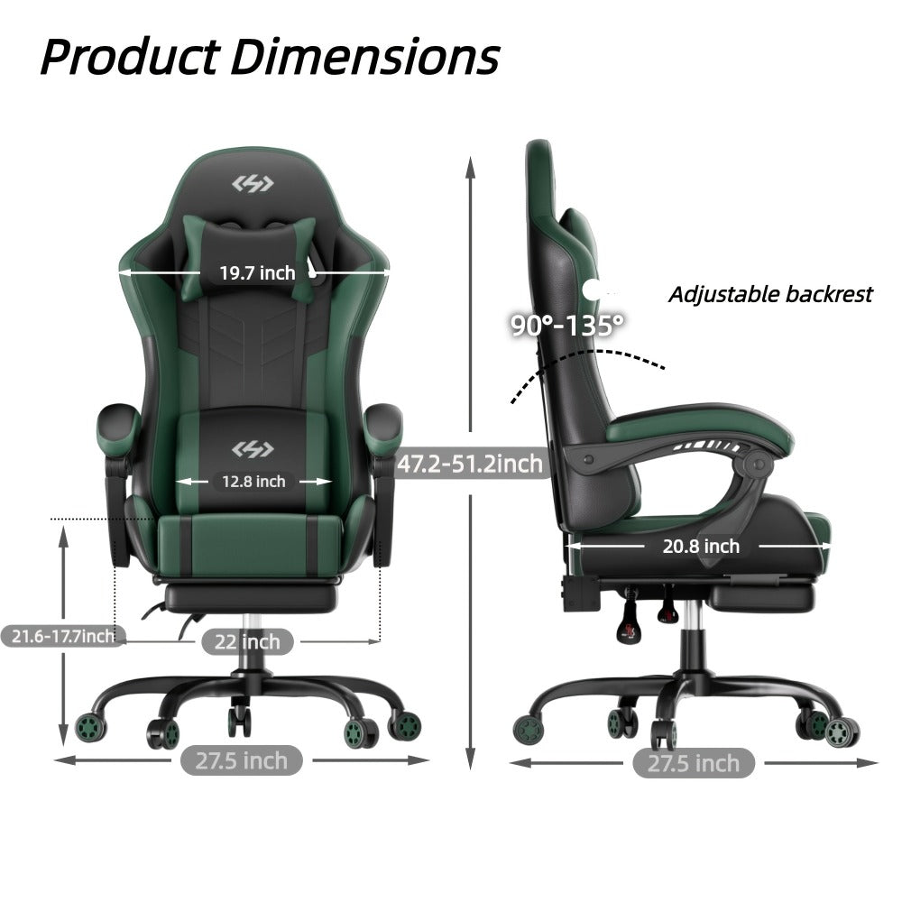 360° Rotating Faux Leather Gaming Chair with Footrest and Lumbar Support detail image - detail view 4