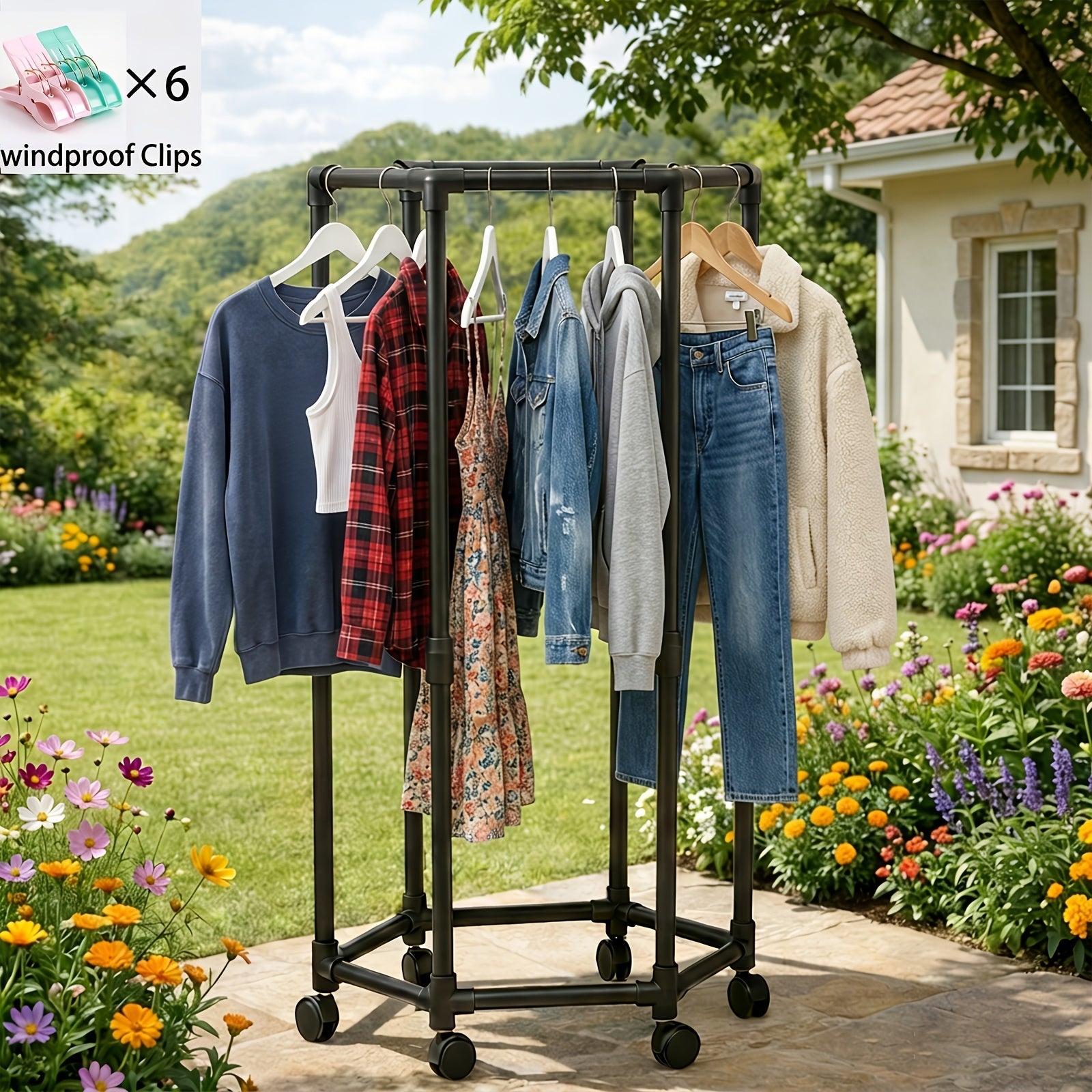 Clothing Rack shown in the Black 1 Layer option