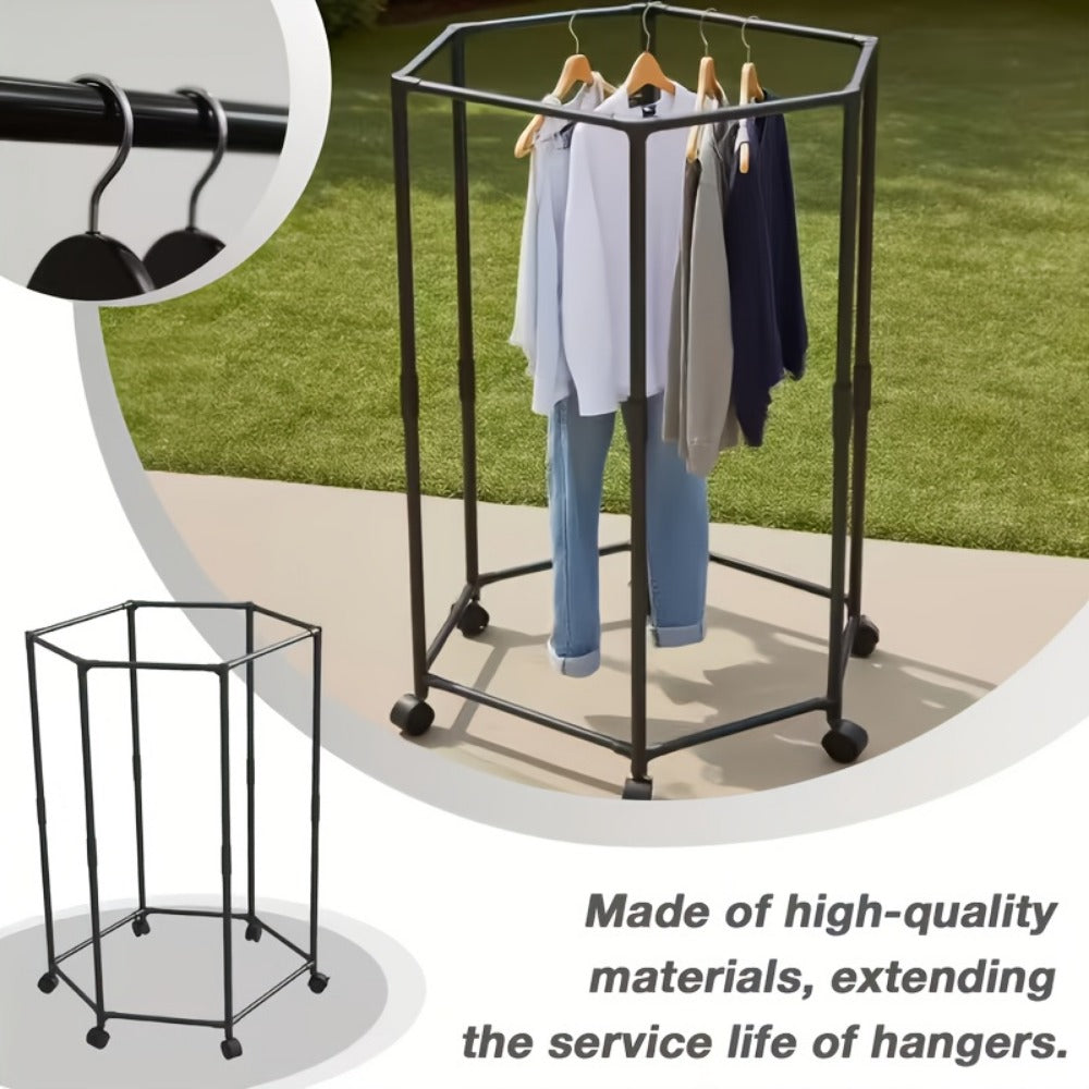 360° Rotating Freestanding Clothing Rack with Rolling Wheels and 360° Swivel for Bedroom detail image - detail view 8