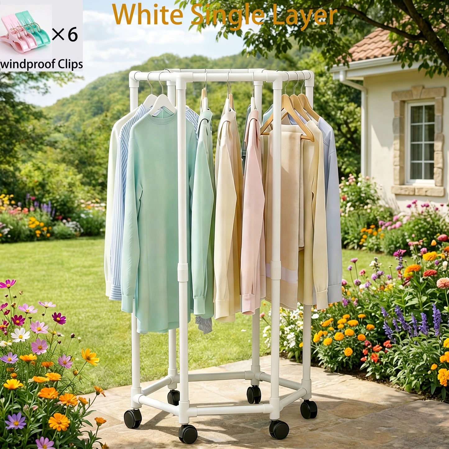 Clothing Rack shown in the White 1 Layer option