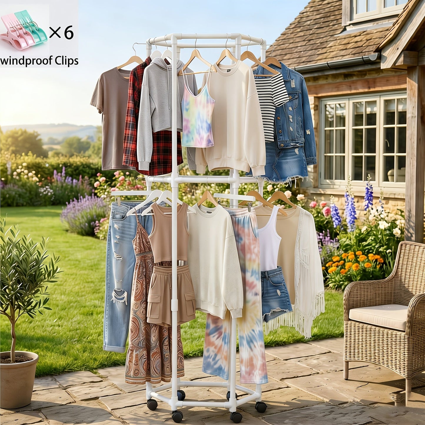 Clothing Rack shown in the White 2 Layer option