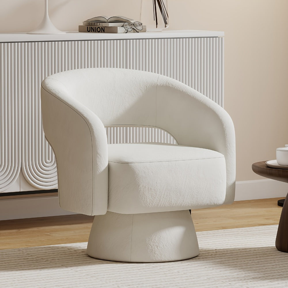 360° Rotating Round Accent Chair, Upholstered Lounge Chair for Living Room detail image - detail view 7