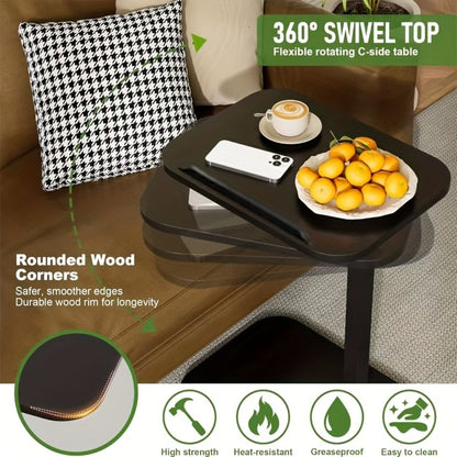360° Rotating Side Table with Adjustable Height, Small Accent Table detail image - detail view 13