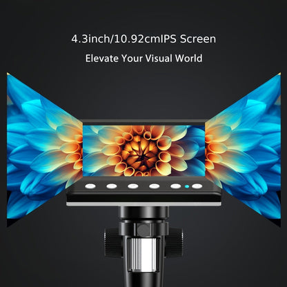 4.3-Inch IPS Digital Microscope with Eight LEDs, 32GB Card and Adjustable Stand for Coin and PCB Inspection
