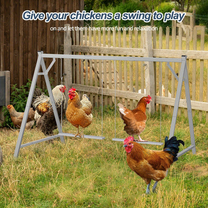 Chicken Swing Coop Toy Metal Perch for Backyard Hens Roosters Parrots Rabbits Promotes Exercise Balance Coordination Weather-Resistant Easy to Install Coop Accessory