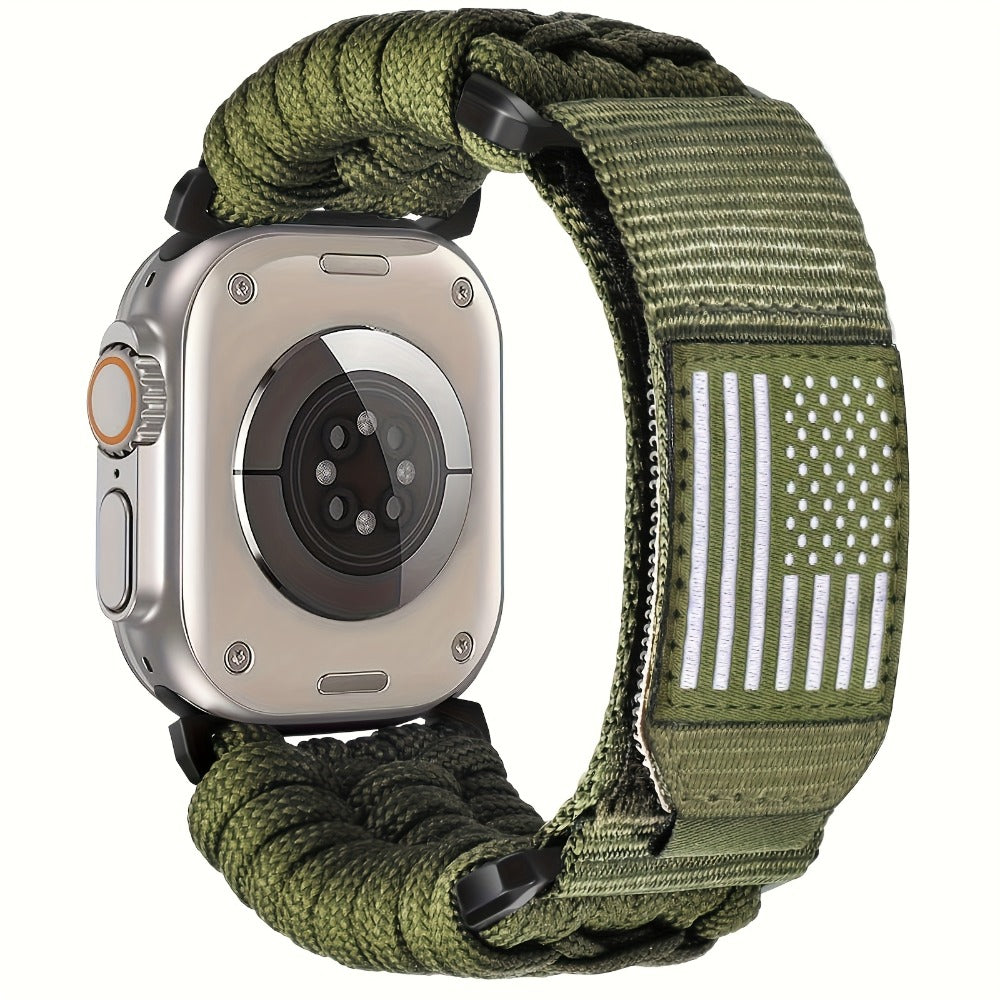 Watch Band with Woven Nylon Loop, Adjustable Metal Buckle and Three Wrist Ranges for Apple Watch Sizes