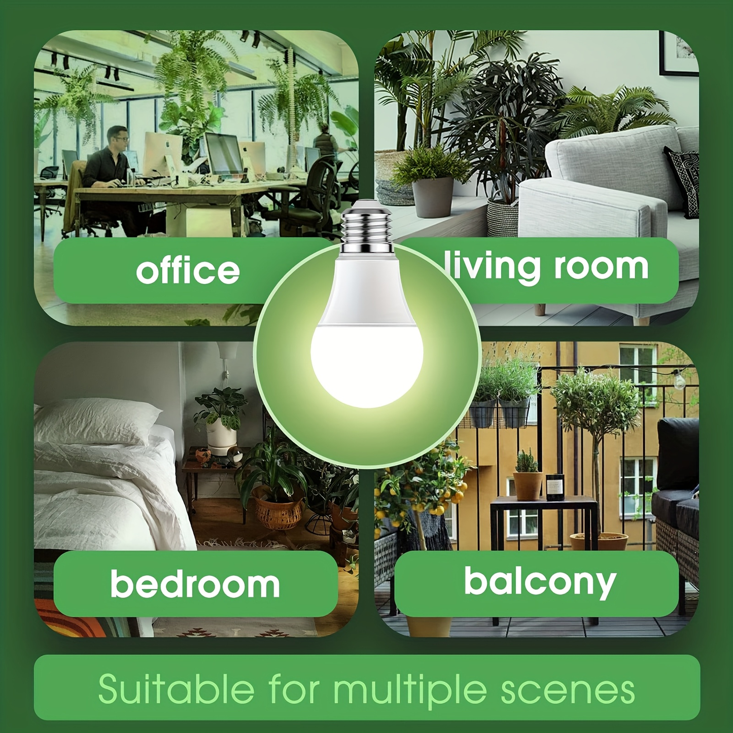 Grow Light Bulb A19 E26 Full Spectrum 9W 100W Equivalent | Natural White 4000K LED Plant Bulb for Indoor Plants Seed Starting | 2 4 6 12 Pack Options