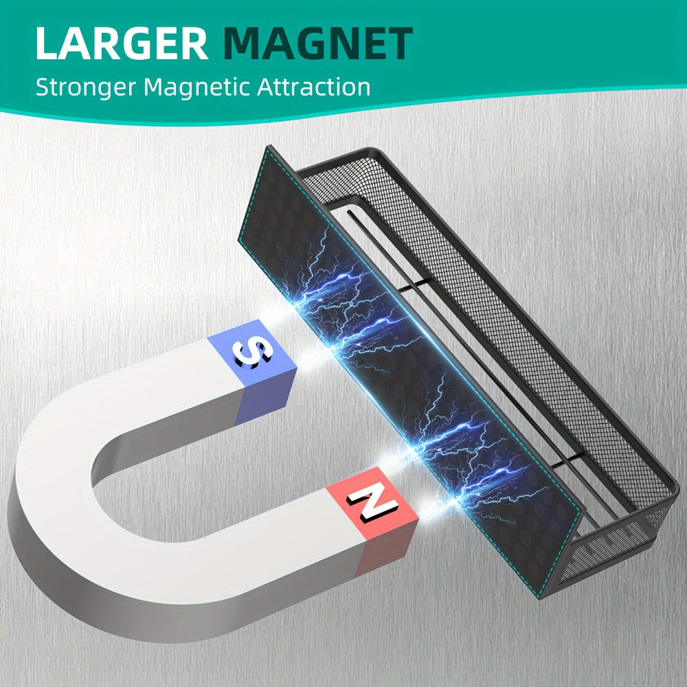 Magnetic Floating Shelf for Refrigerator 4-Piece Set with Hooks Strong Magnet Kitchen Organizer Fridge Side Storage for Spices Bottles Dorm