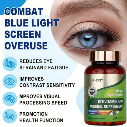 Lutein & Zeaxanthin Eye Vitamins Supplement with Zinc, Vitamin C & E – Advanced Vision & Macular Health, Blue Light Protection & Antioxidant Eye Formula | 90 Capsules 3-Bottle Bundle