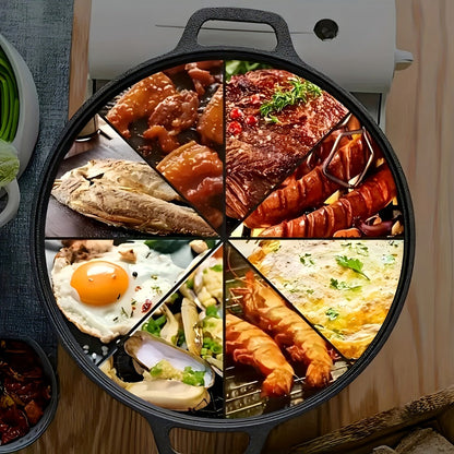 32cm Cast Iron Skillet with Dual Loop Handles and Shallow Round Profile for Gas, Induction, Oven or Campfire